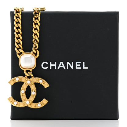 Chanel Metal Pearl CC Chain Pendant Necklace Gold 6 of 6