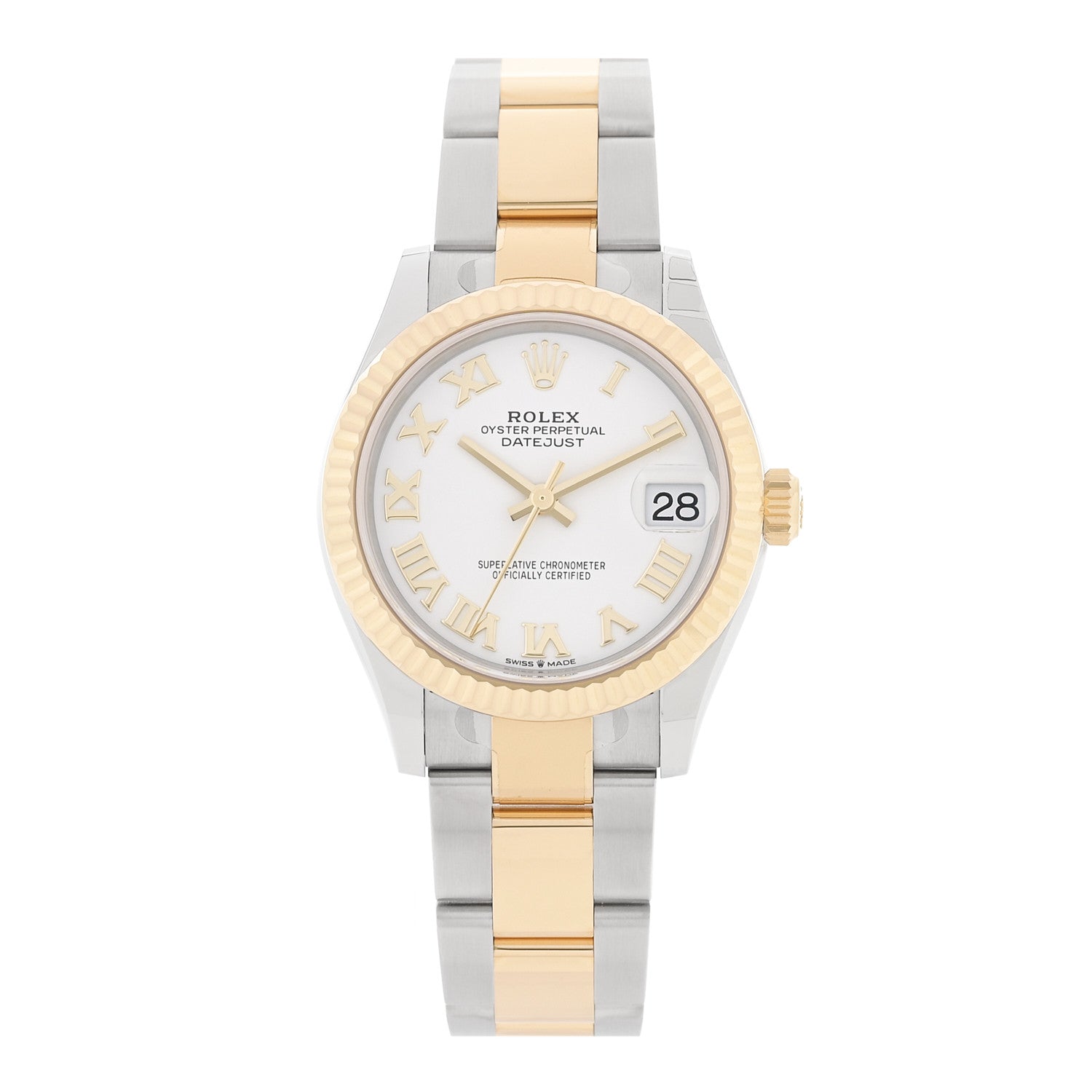 Rolex Stainless Steel 18K Yellow Gold 31mm Oyster Perpetual Datejust Watch White Roman 278273 1 of 5