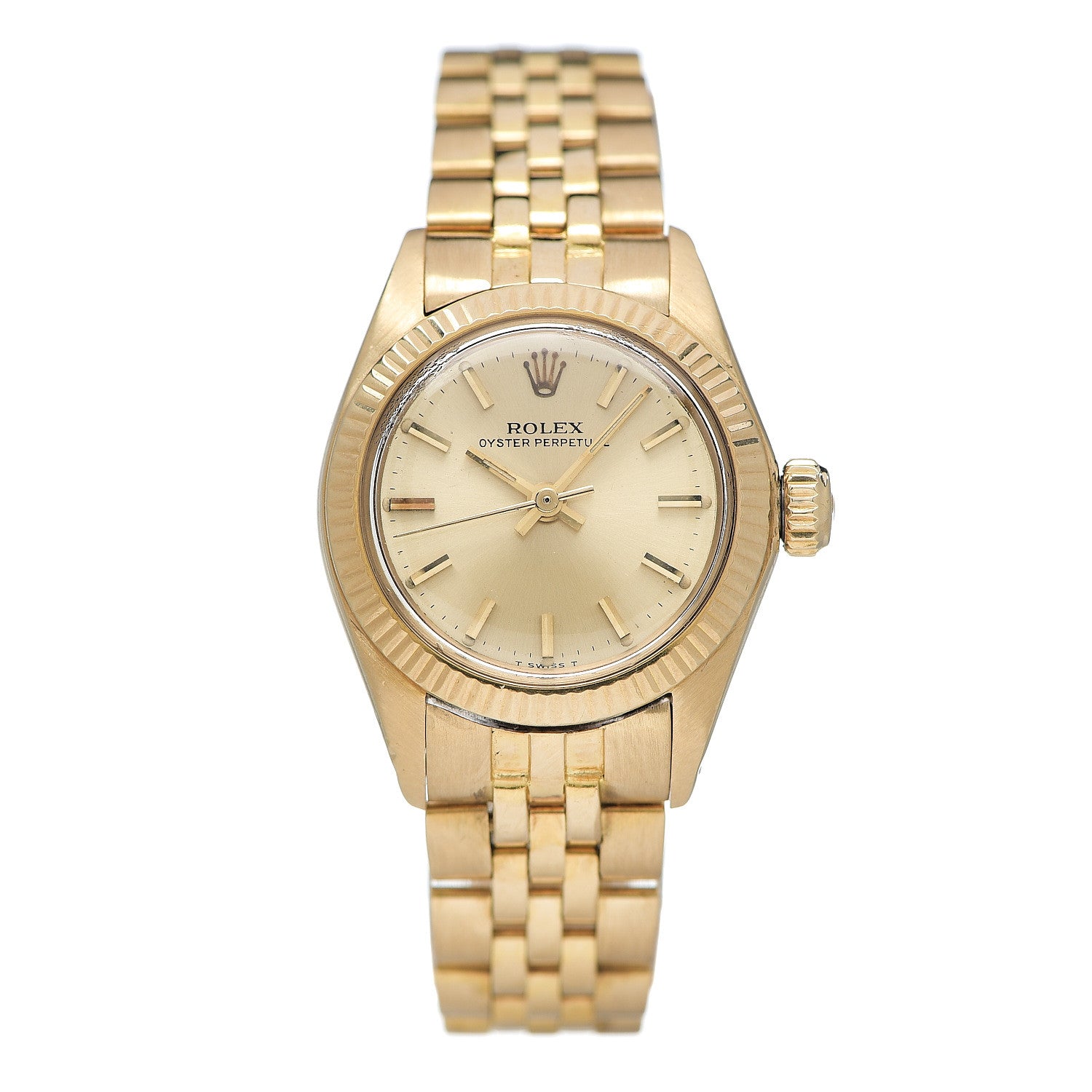 Rolex 18K Yellow Gold 24mm Oyster Perpetual Watch Champagne 6917 1 of 5