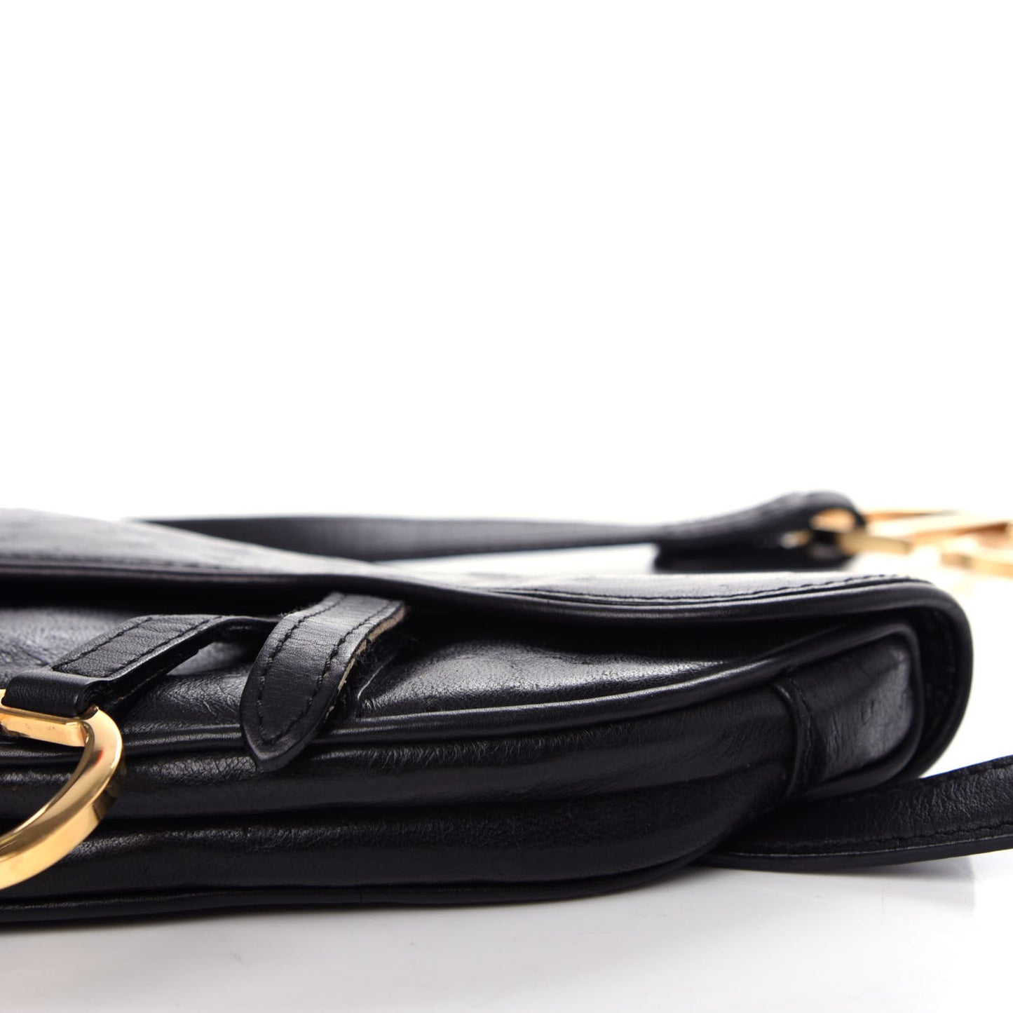 Ostrich Saddle Belt Bag Black