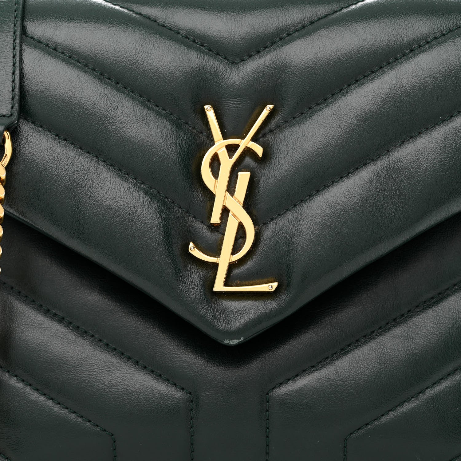 Saint Laurent Calfskin Y Quilted Monogram Small Loulou Chain Satchel Olive 8 of 11