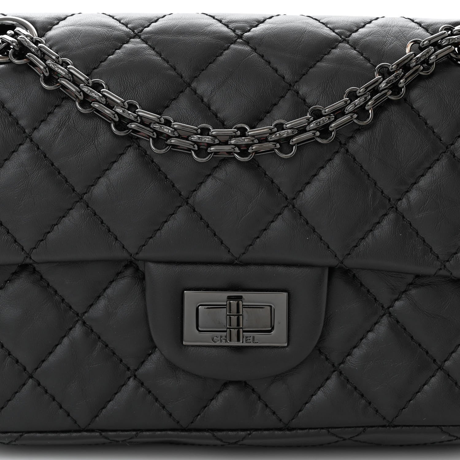 Chanel Aged Calfskin Quilted 2.55 Reissue Mini Flap So Black 8 of 11
