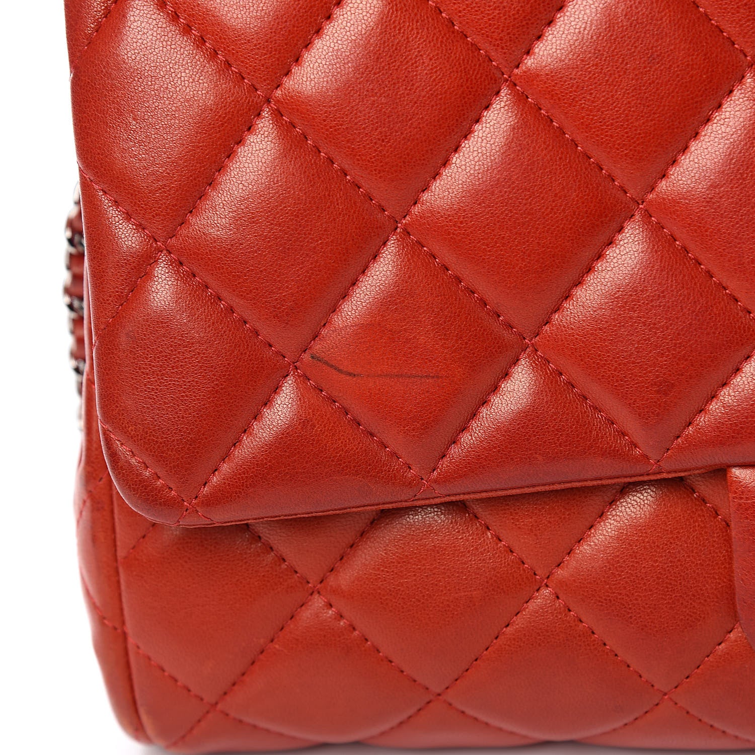 Chanel Lambskin Quilted Clutch With Chain Flap Red 10 of 11