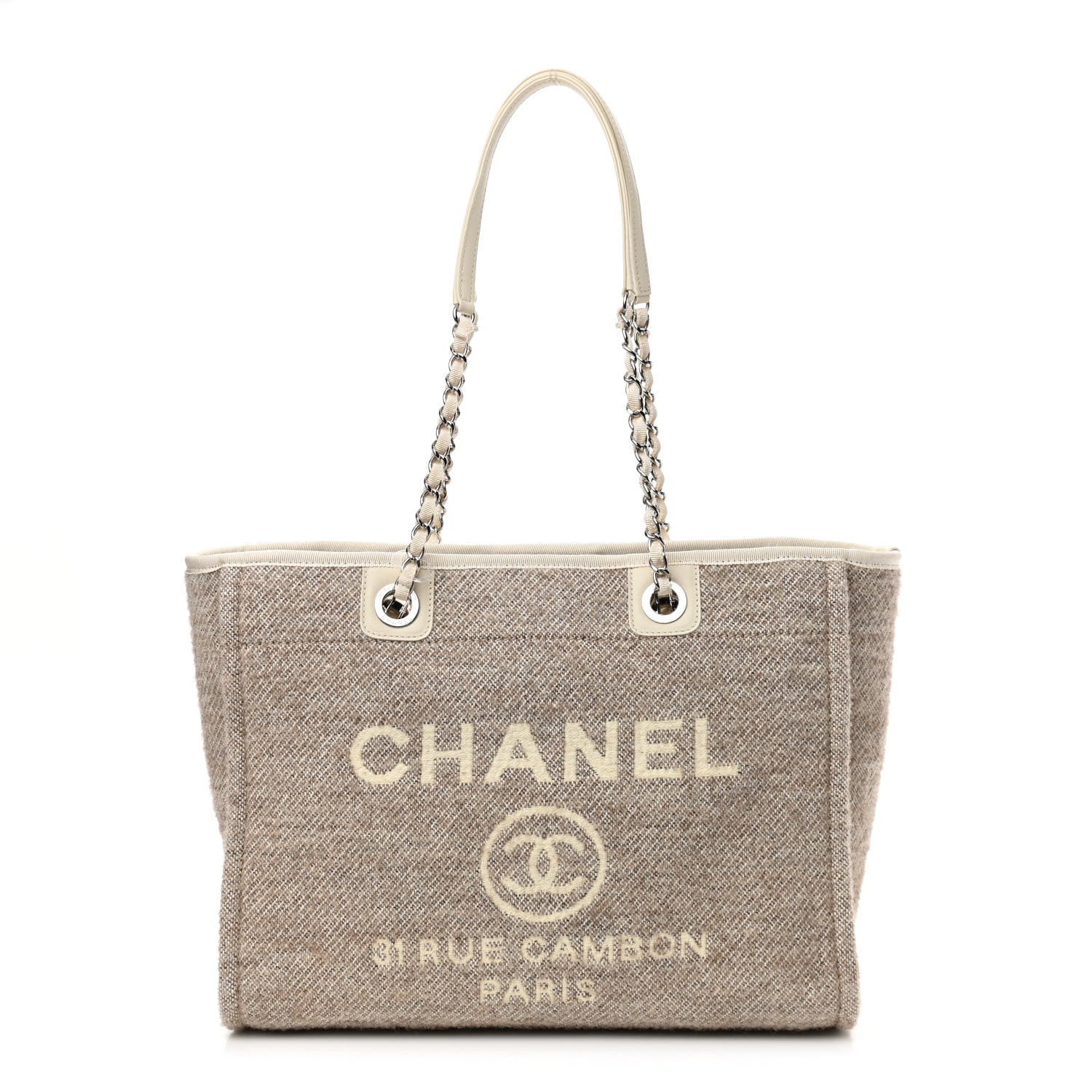 Chanel Mixed Fibers Calfskin Small Deauville Tote Light Grey 1 of 10
