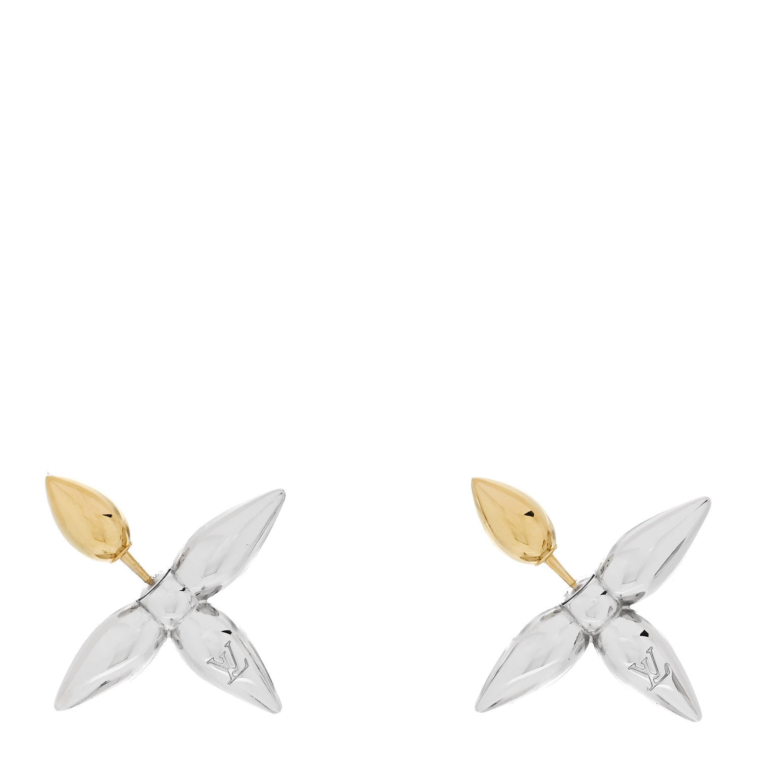 Louis Vuitton Metal Louisette Earrings Silver Gold 1 of 4