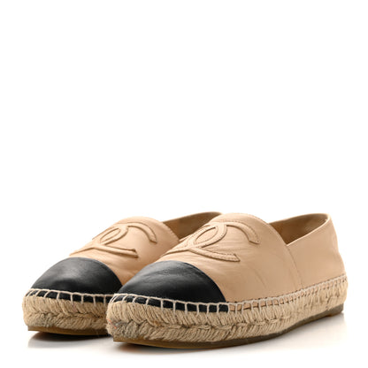 Chanel Lambskin CC Espadrilles 38 Beige Black 4 of 10