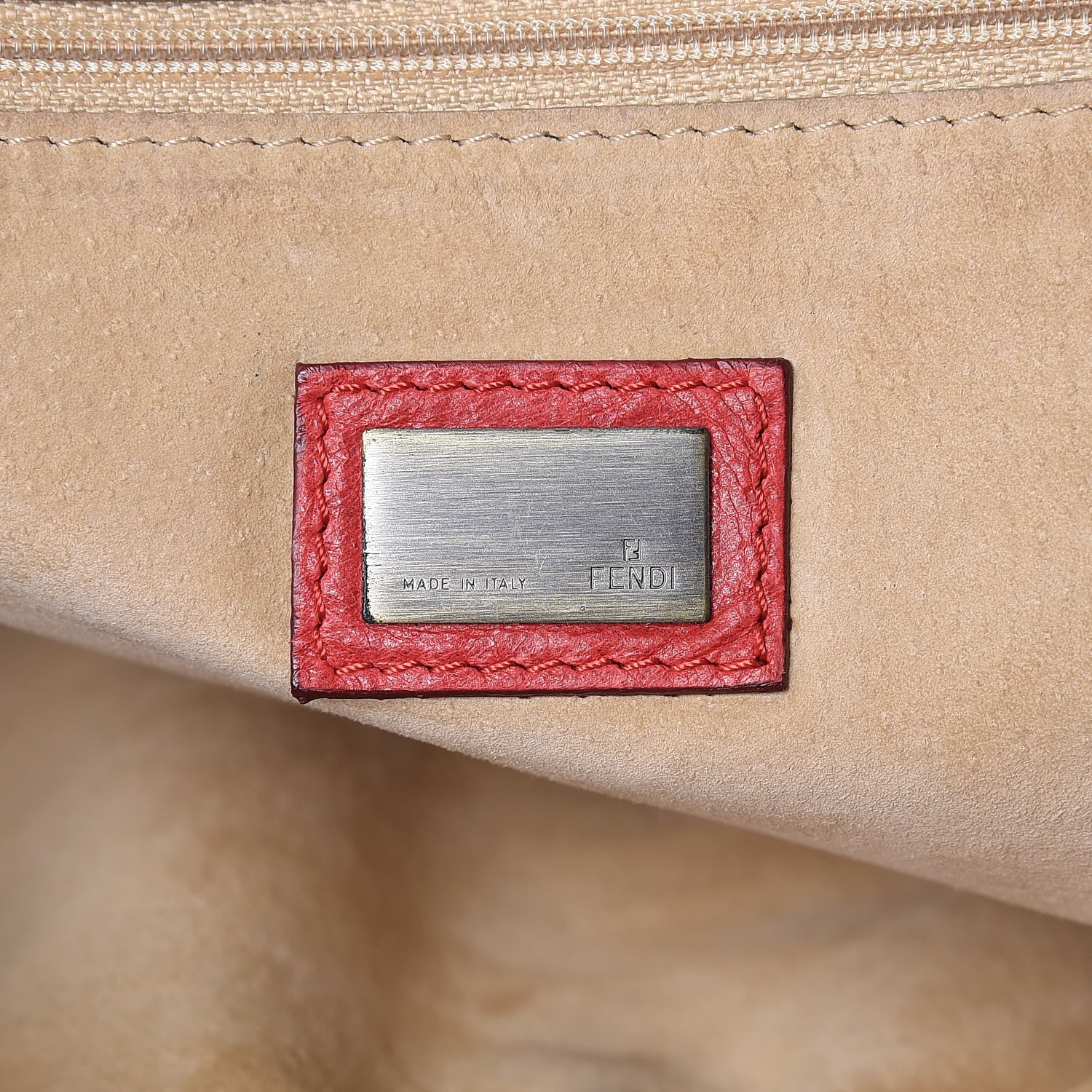 Fendi Calfskin Whipstitch Baguette Red 6 of 20