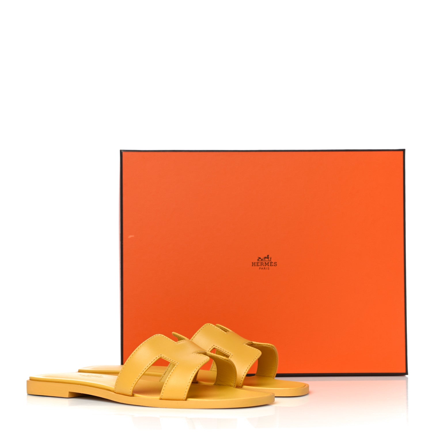 Hermes Calfskin Oran Sandals 36.5 Jaune Citron 10 of 10
