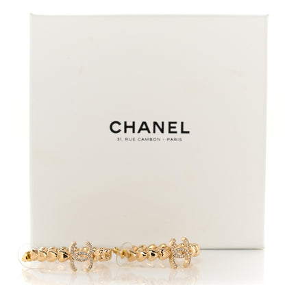 Chanel Crystal Heart CC Hoop Earrings Gold 5 of 5