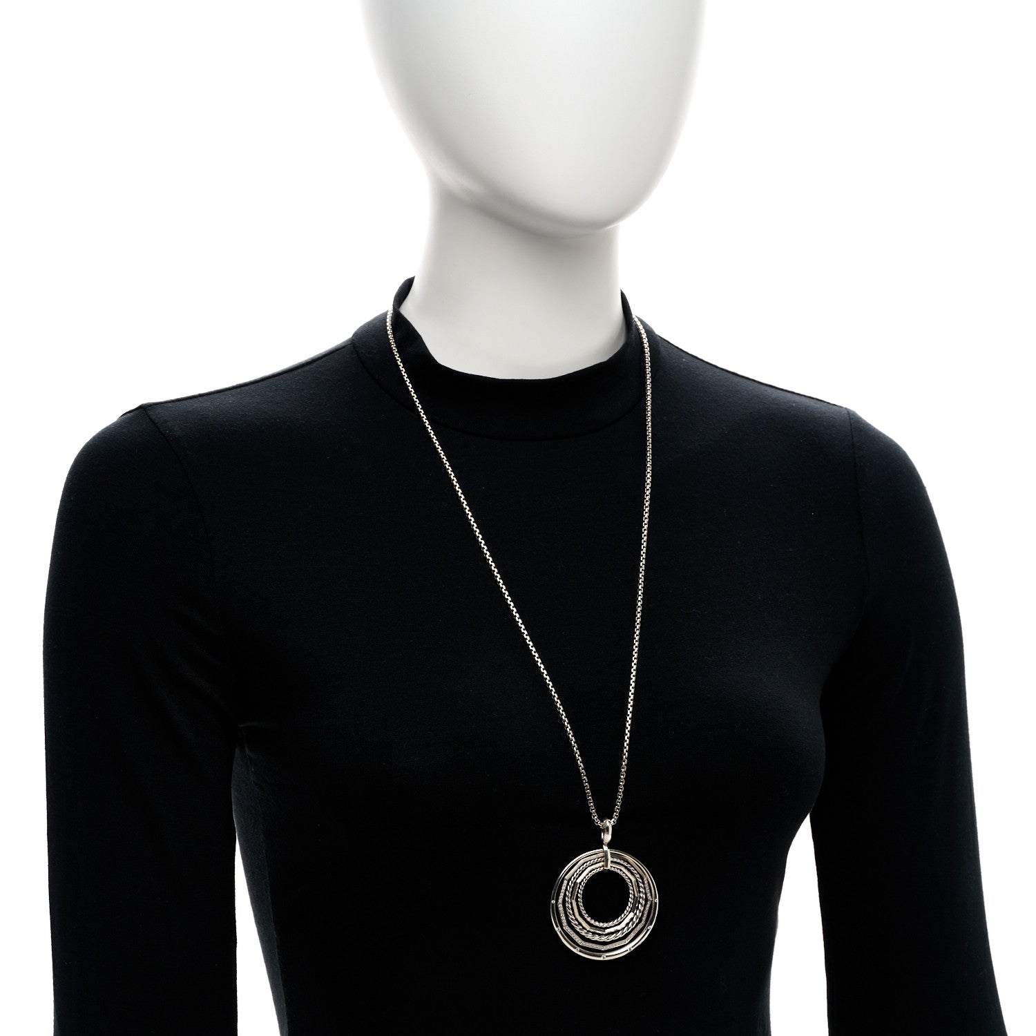 David Yurman Sterling Silver Diamond Large Stax Pendant Necklace 2 of 4