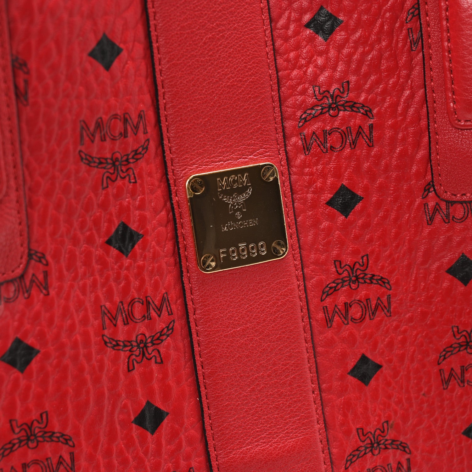 MCM Visetos Medium Liz Reversible Shopper Tote Ruby Red 7 of 17
