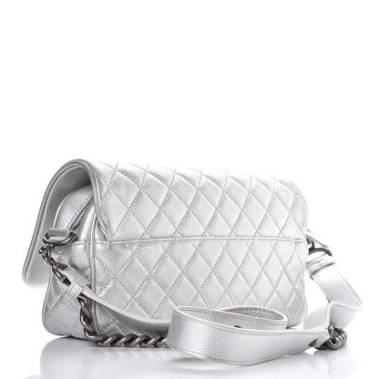 Chanel Metallic Calfskin Quilted Small Chain Detail Flap Silver 3 of 7