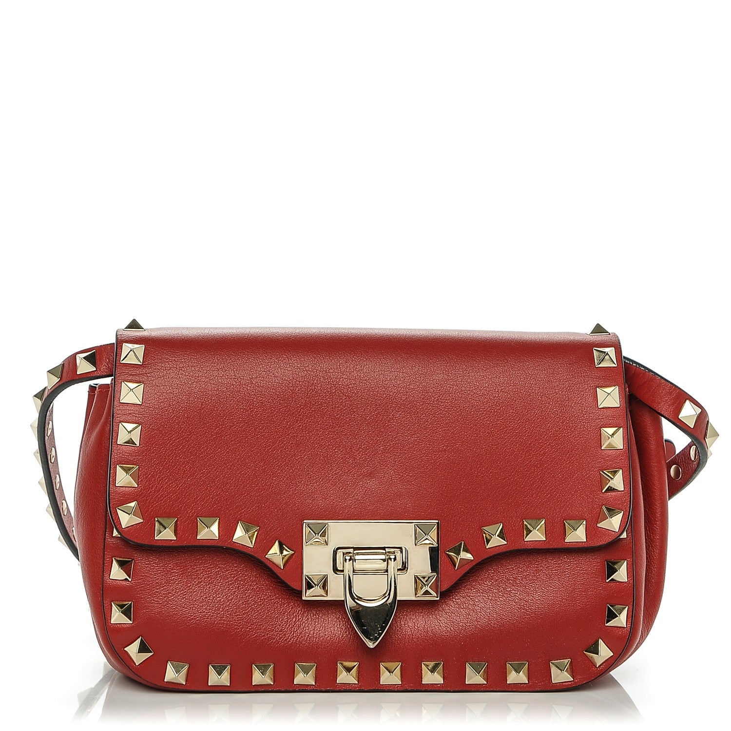Valentino Garavani Vitello Mini Rockstud Flap Saddle Crossbody Bag Rosso Valentino 1 of 6