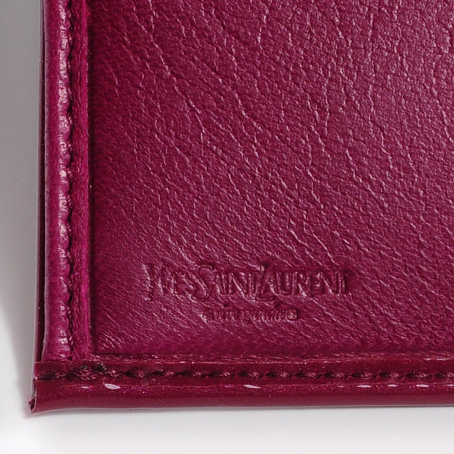 Patent Calfskin Y Mail Long Wallet Burgundy