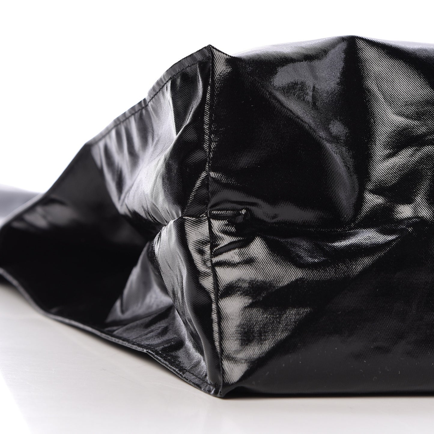 Patent Canvas Frame Logo Vertical Tote Black Crop