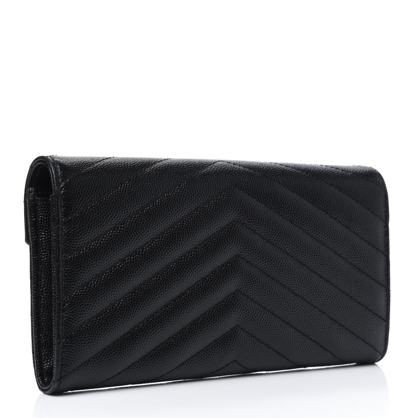 Grain De Poudre Matelasse Chevron Monogram Flap Wallet Black