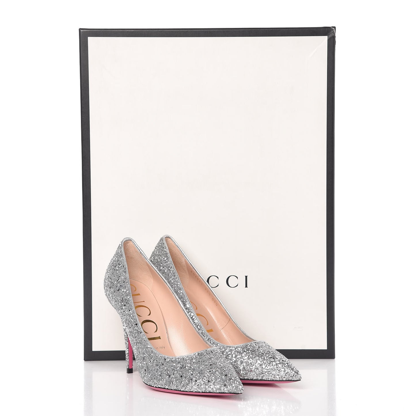 Nappa Silk Glitter Removable Crystal Heart Pumps 39.5 Argento