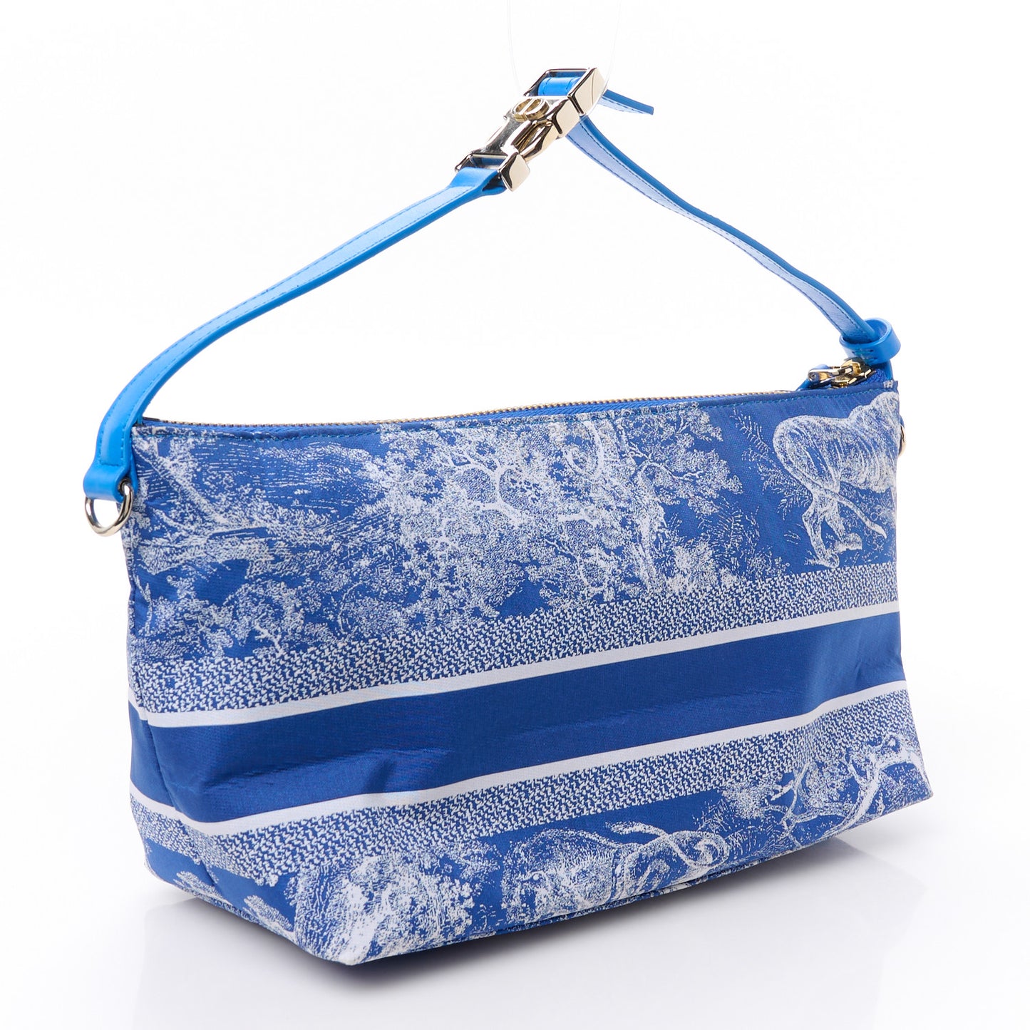Technical Fabric Toile De Jouy DiorTravel Nomad Pouch Fluorescent Blue