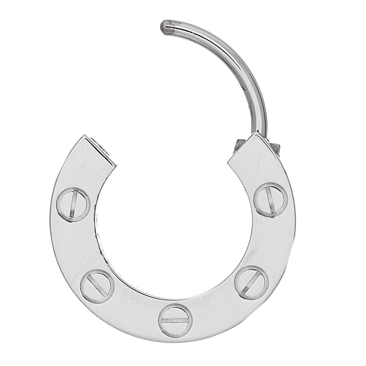 Cartier 18K White Gold Diamond Pave Single LOVE Hoop Earring 3 of 5