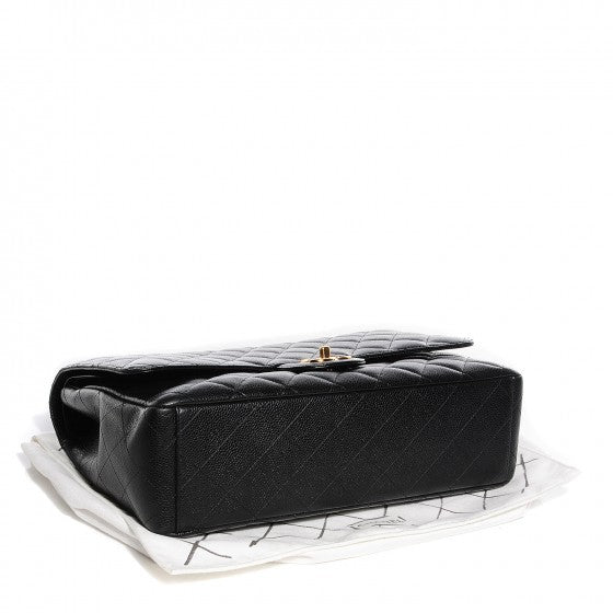 Caviar Quilted Maxi Double Flap Black