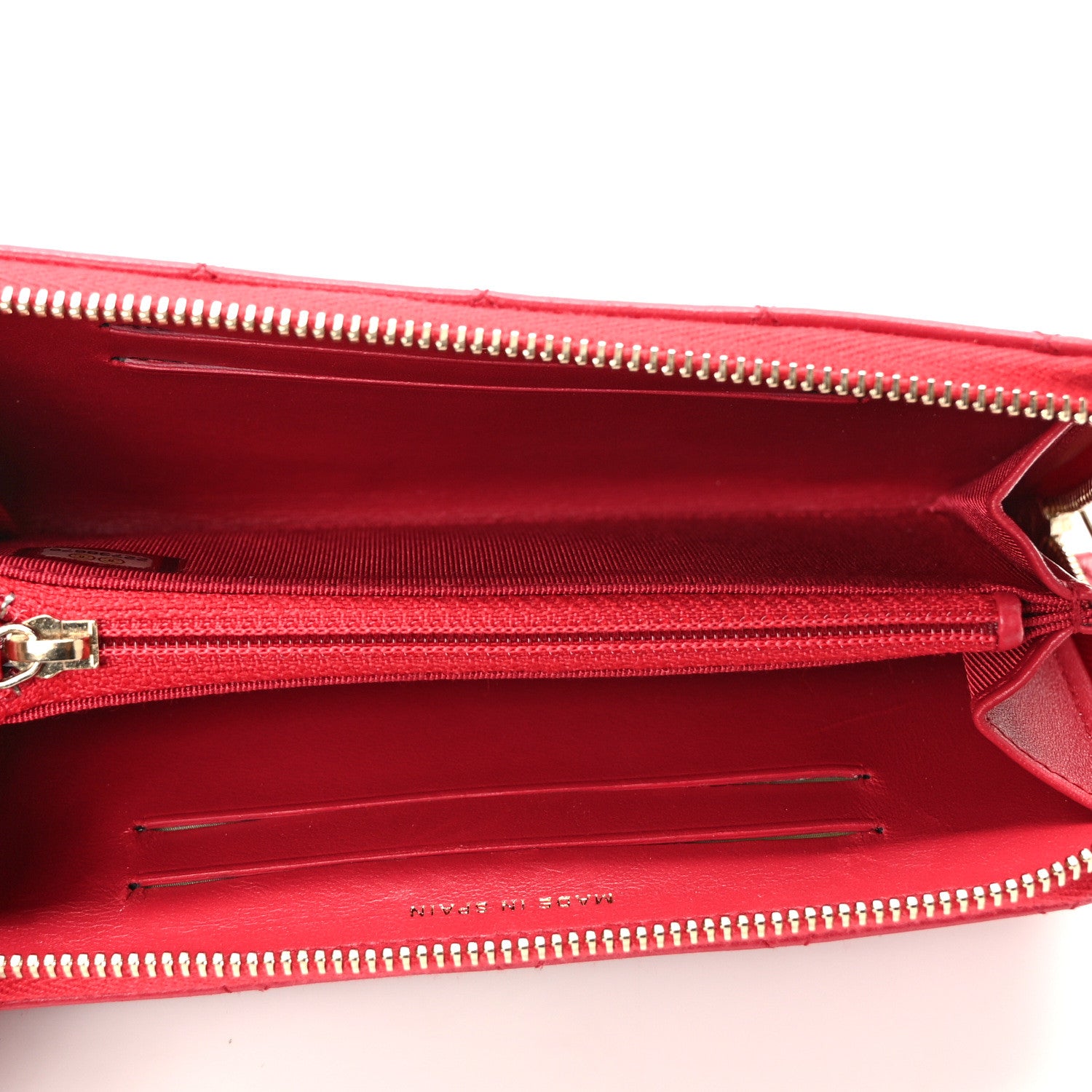 Chanel Lambskin Quilted Small Zip Around Wallet Red 5 of 11