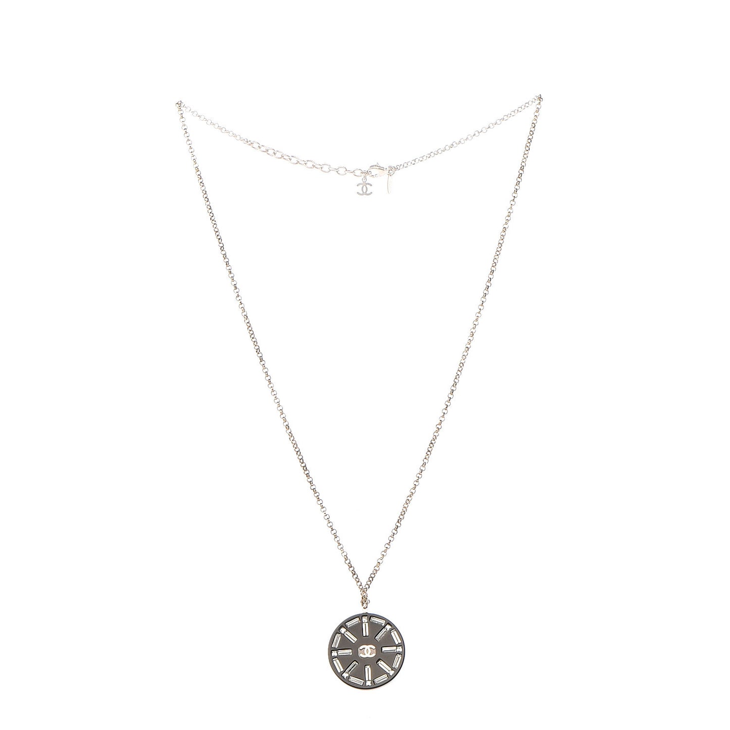 Resin Crystal CC Necklace Black Gold