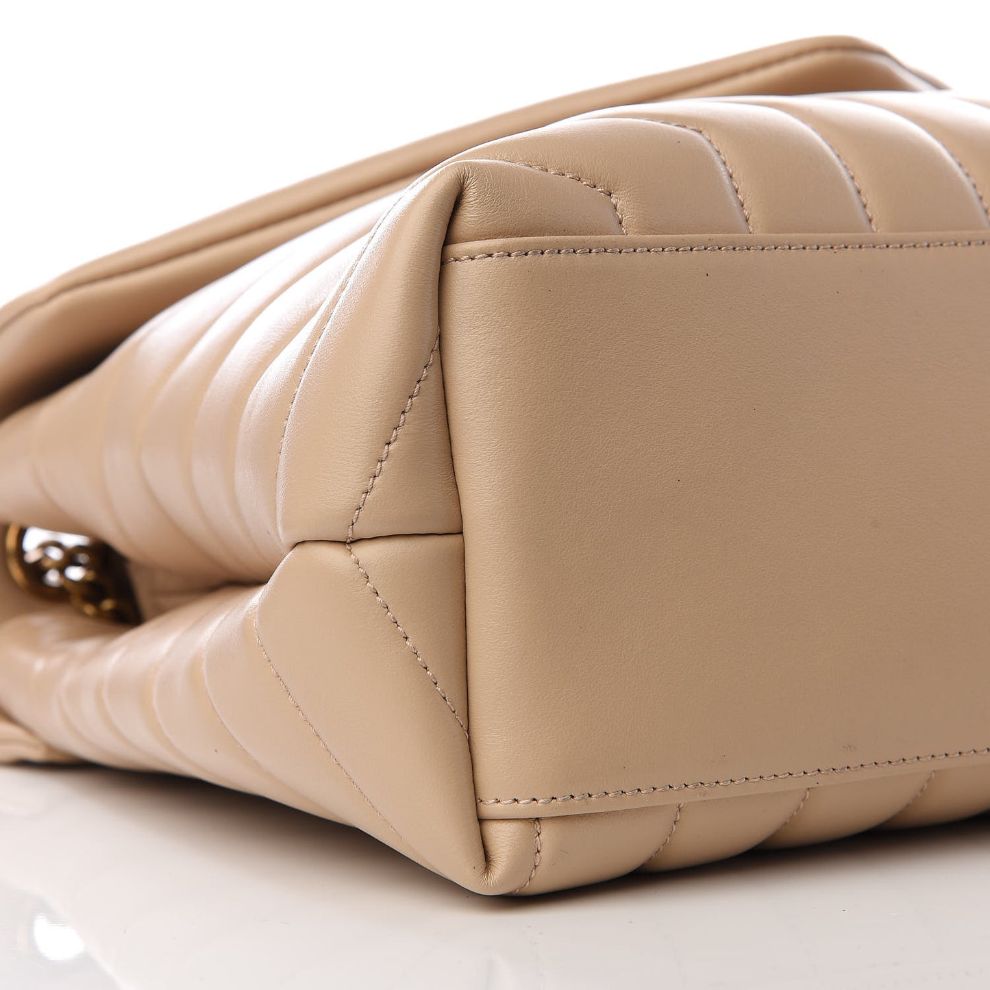 Calfskin Y Quilted Monogram Medium Loulou Chain Satchel Nude Powder