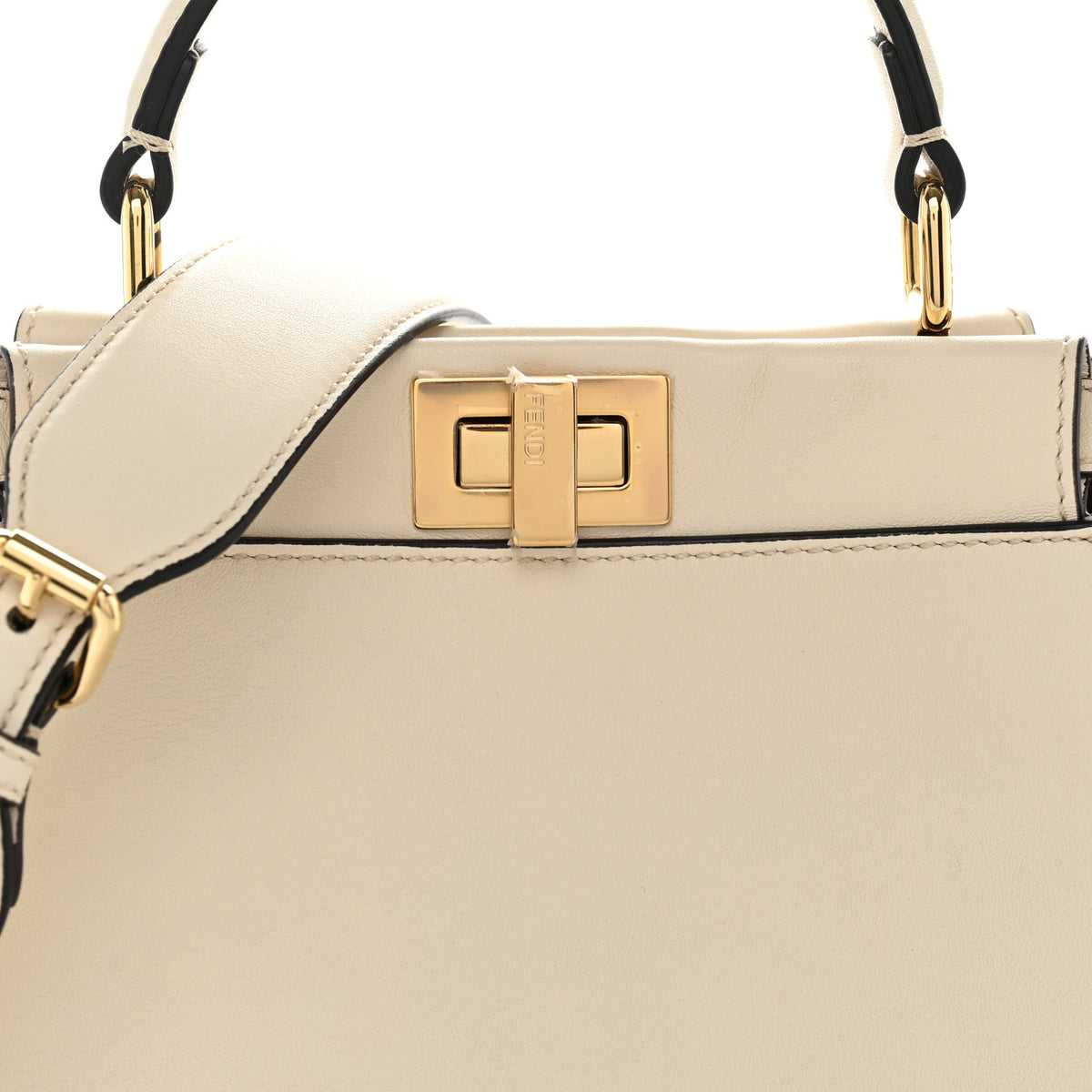 Fendi Vitello Seta Suede FF Mini Peekaboo Iconic Satchel Uovo Sigaro Marrone 8 of 10