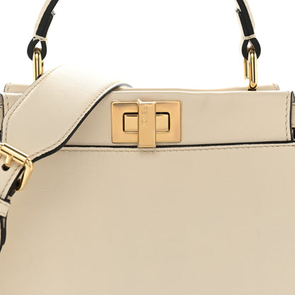 Fendi Vitello Seta Suede FF Mini Peekaboo Iconic Satchel Uovo Sigaro Marrone 8 of 10