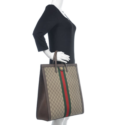 Gucci GG Supreme Monogram Web Ophidia Vertical Tote Brown 2 of 9