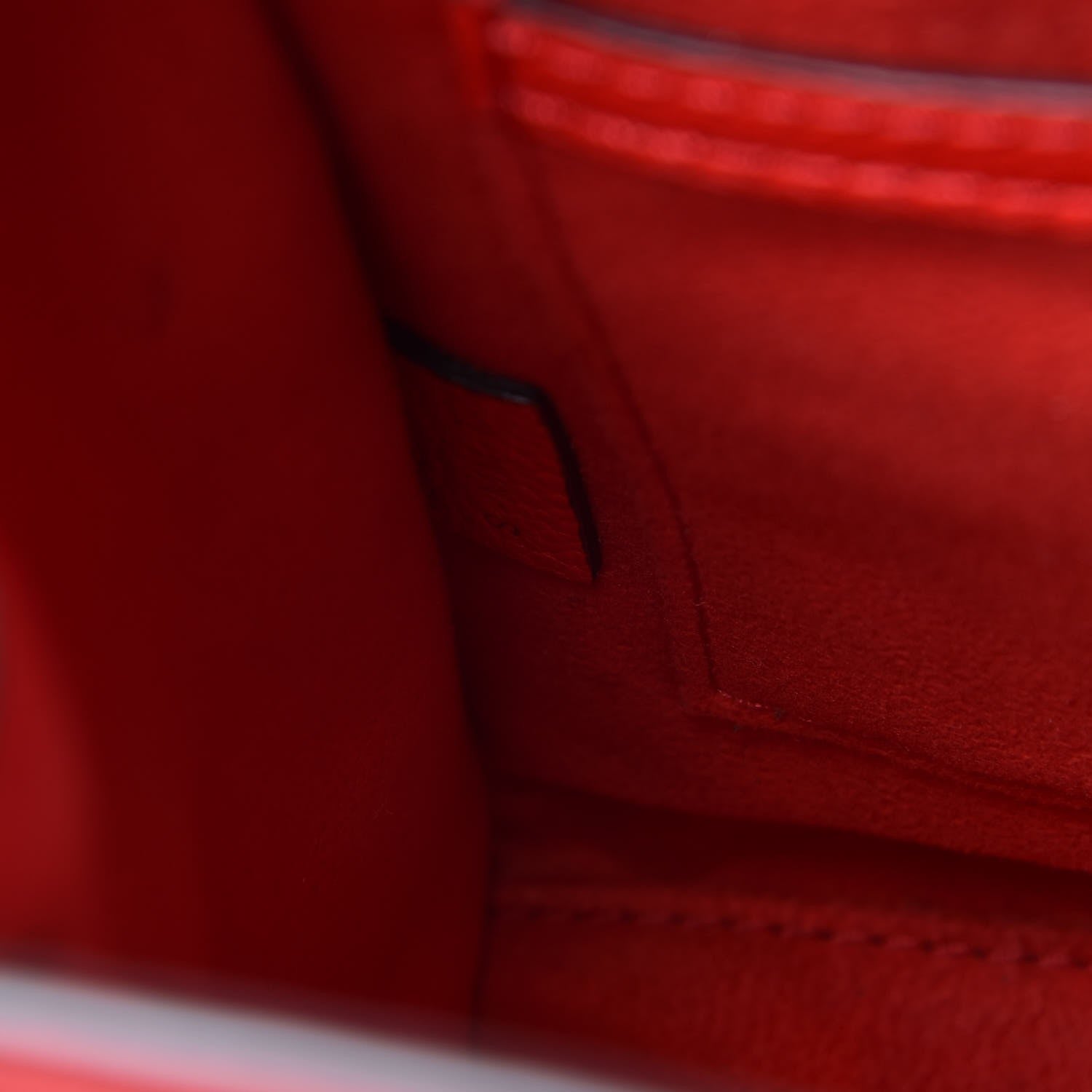 Celine Drummed Calfskin Nano Luggage Coquelicot 8 of 9