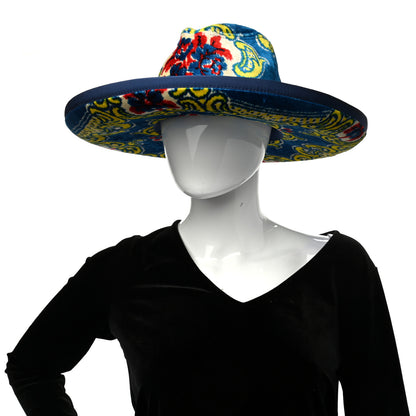 Gucci Velvet Brocade Wide Brim Hat S Periwinkle Blue 2 of 8