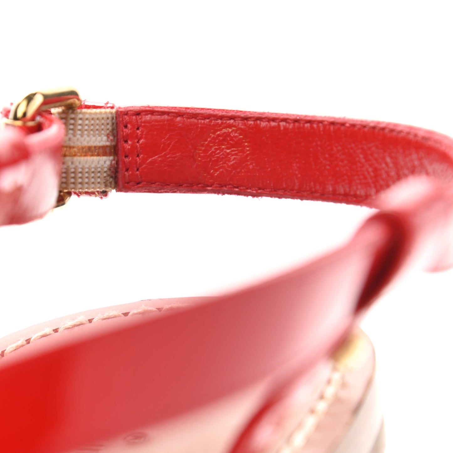 Monogram Patent Carimbo Flat Sandals 37.5 Red