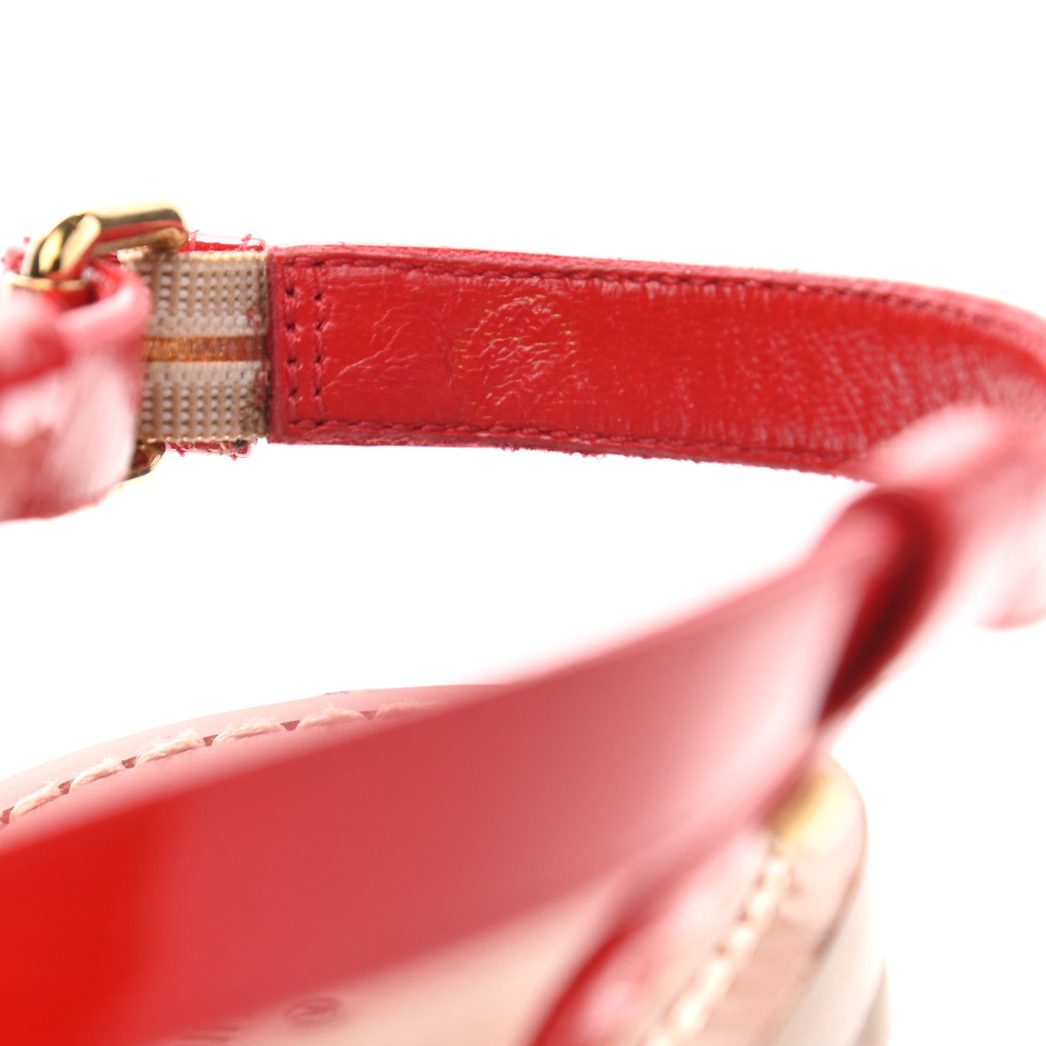 Louis Vuitton Monogram Patent Carimbo Flat Sandals 37.5 Red 9 of 9