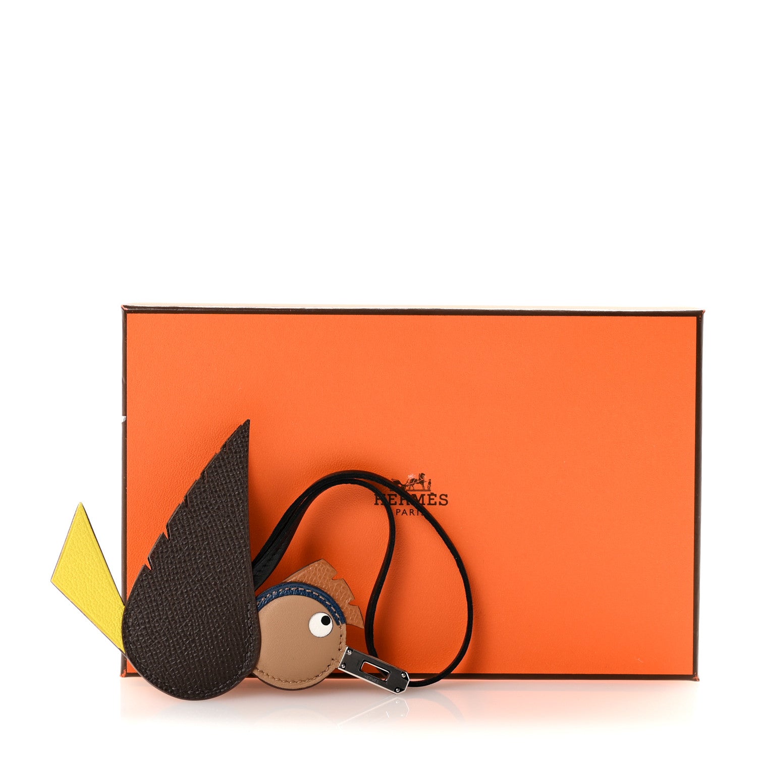 Hermes Epsom Swift Chevre Mysore Birdy Bag Charm Jaune Ambre Black Biscuit 4 of 4