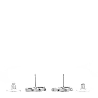 Chanel Crystal CC Earrings Silver Black 3 of 4