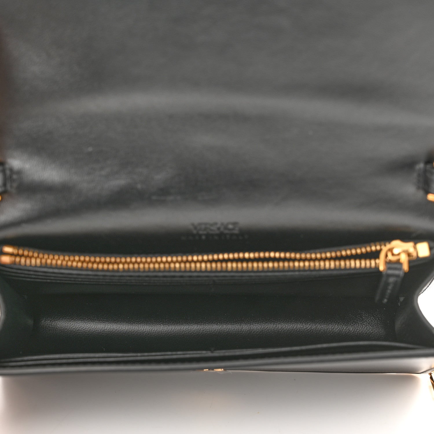 Versace Calfskin Greca Goddess Wallet On Chain Black 5 of 9