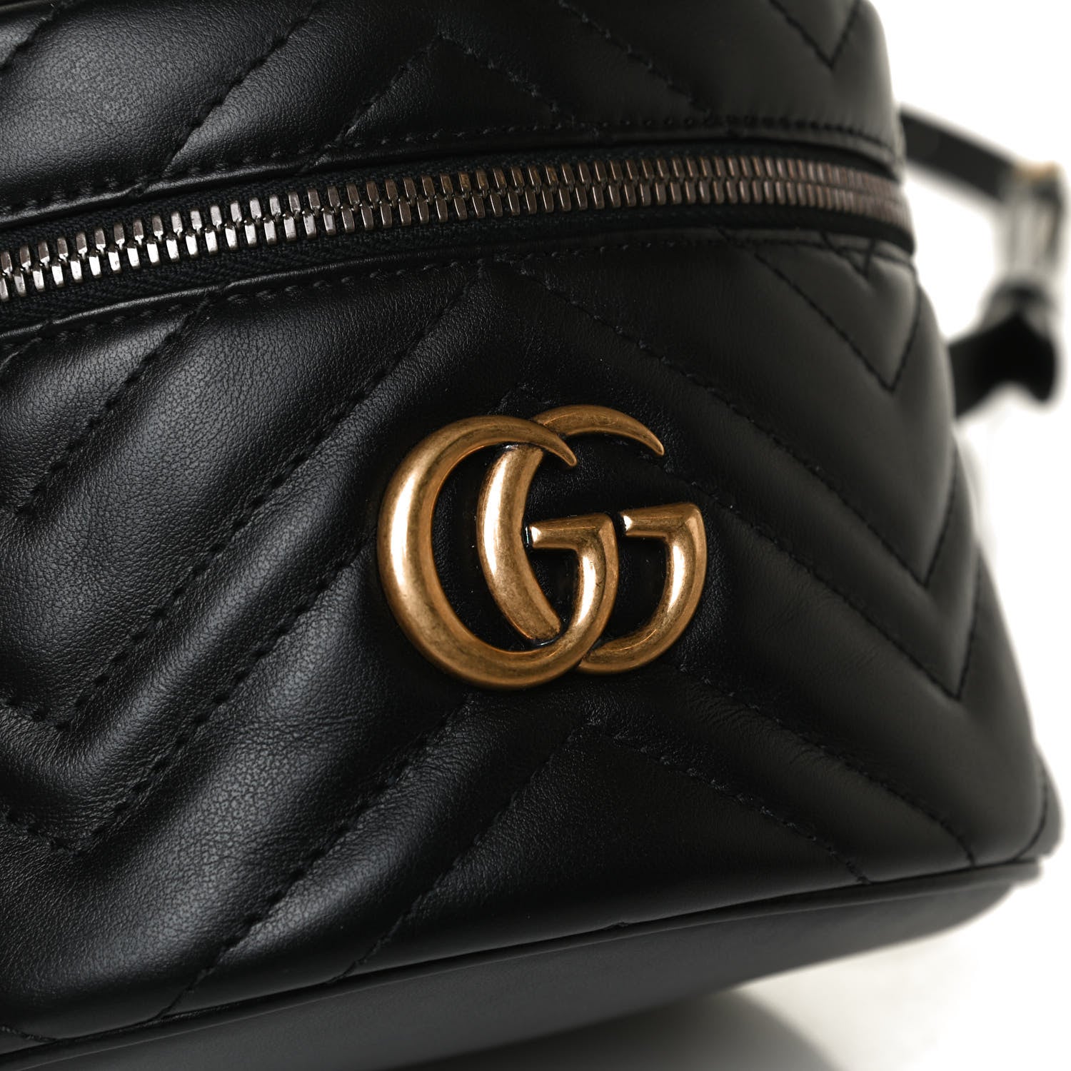 Gucci Calfskin Matelasse Mini GG Marmont Round Backpack Black 10 of 12
