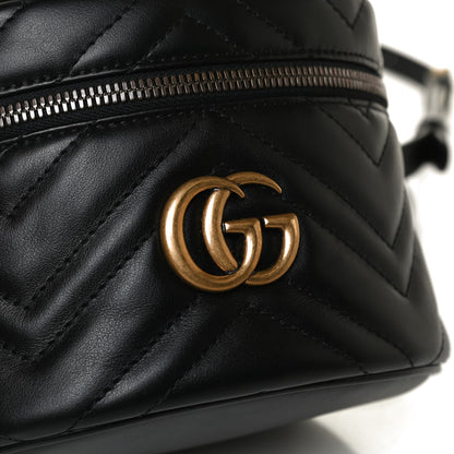 Gucci Calfskin Matelasse Mini GG Marmont Round Backpack Black 10 of 12