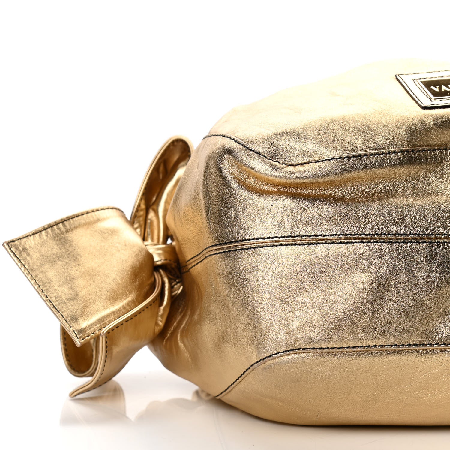 Valentino Garavani Metallic Calfskin Small Nuage Bow Hobo Gold 6 of 11