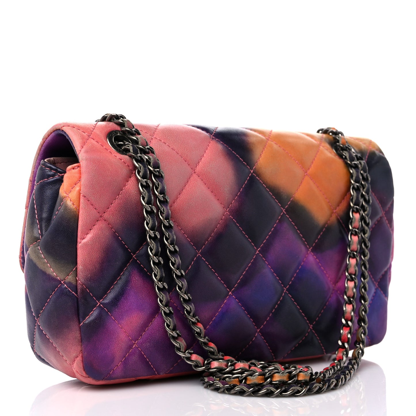 Printed Lambskin Quilted Small Flower Power Flap