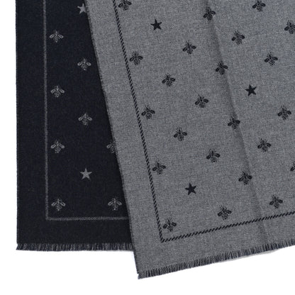 Gucci Wool Bee Costel Scarf Grey Blue 3 of 4