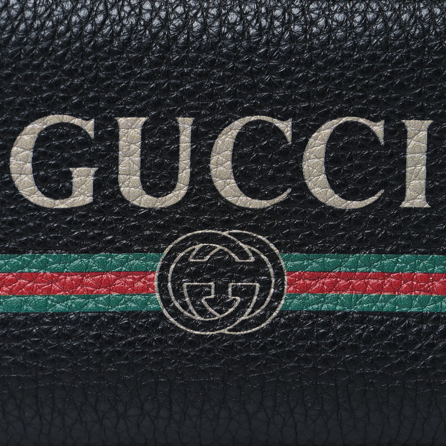 Calfskin Logo Zip Around Card Case Black