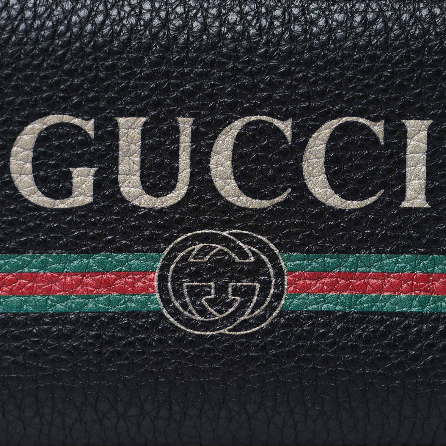 Gucci Calfskin Logo Zip Around Card Case Black 7 of 8
