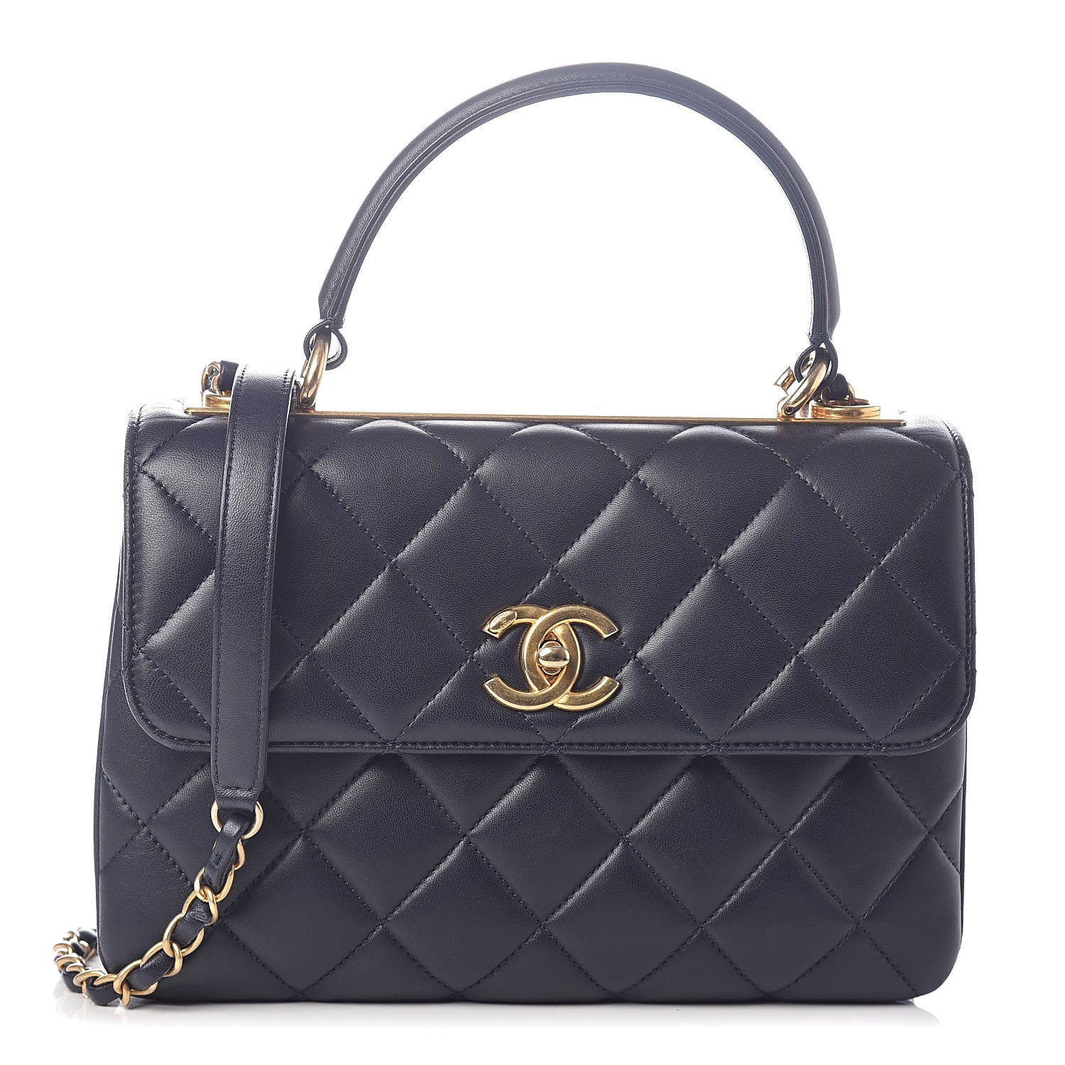 Chanel Lambskin Quilted Small Trendy CC Dual Handle Flap Bag Navy 1 of 10