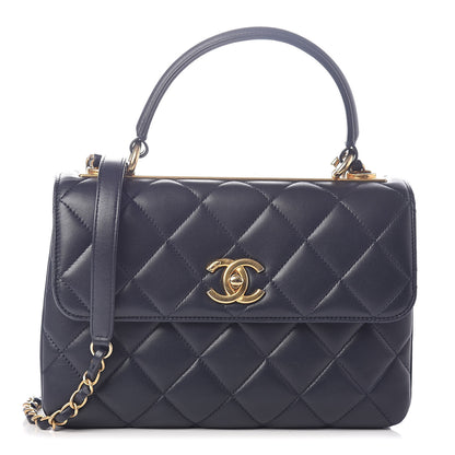 Chanel Lambskin Quilted Small Trendy CC Dual Handle Flap Bag Navy 1 of 10