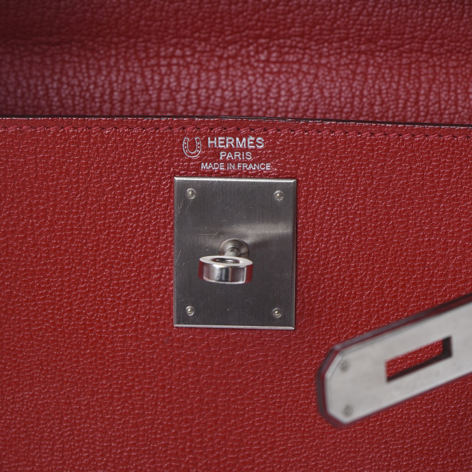 Hermes Chevre Mysore Horseshoe Kelly Retourne 28 Rouge Garance Bleu Obscur 24 of 38