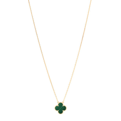 Van Cleef & Arpels 18K Yellow Gold Malachite Vintage Alhambra Pendant Necklace 1 of 6