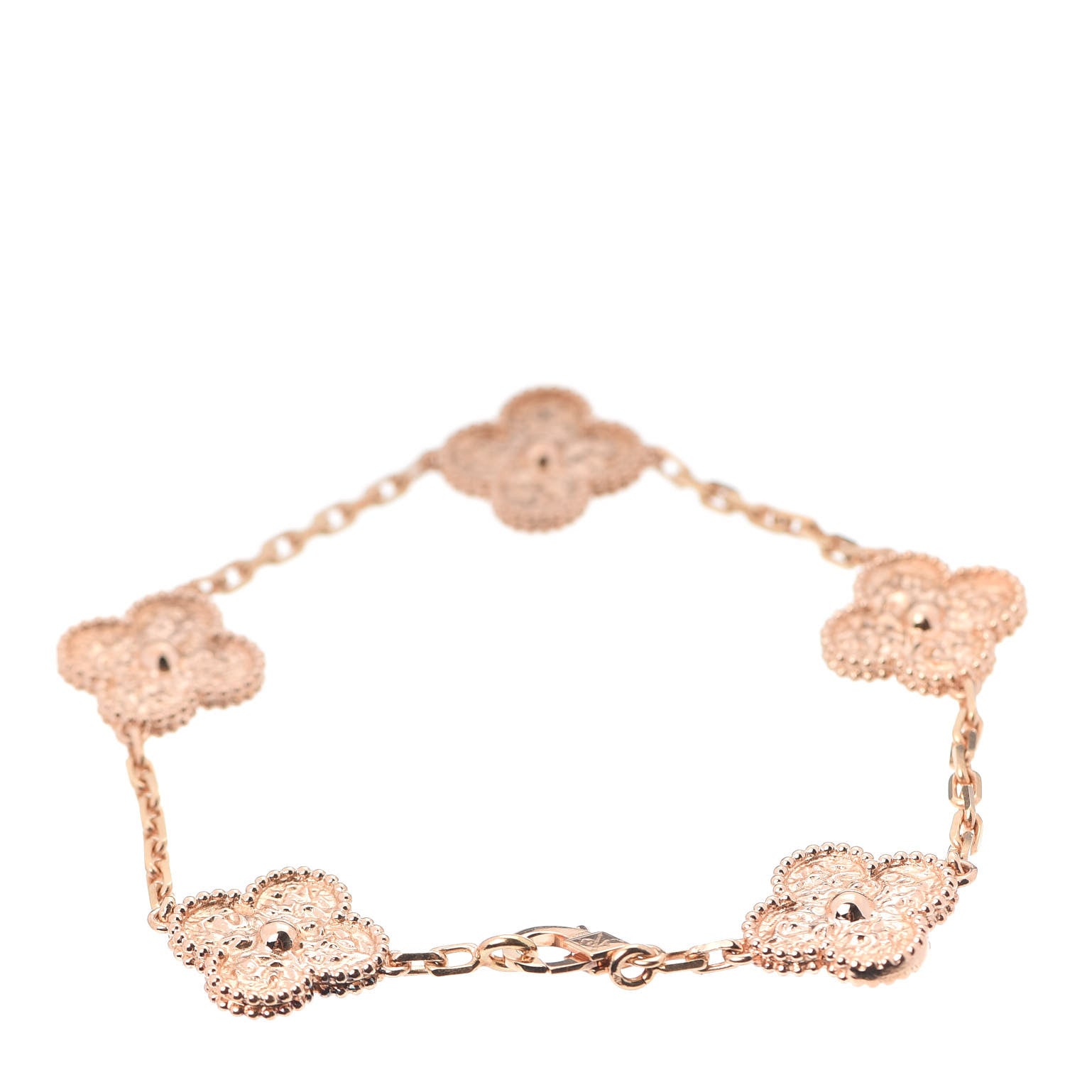 Van Cleef & Arpels 18K Rose Gold 5 Motifs Vintage Alhambra Bracelet 6 of 7