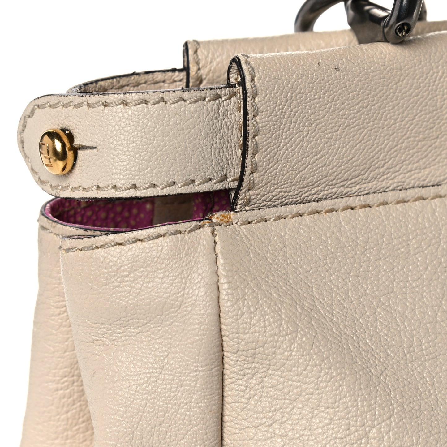 Goatskin Stingray Medium Peekaboo Iconic Satchel White Pink